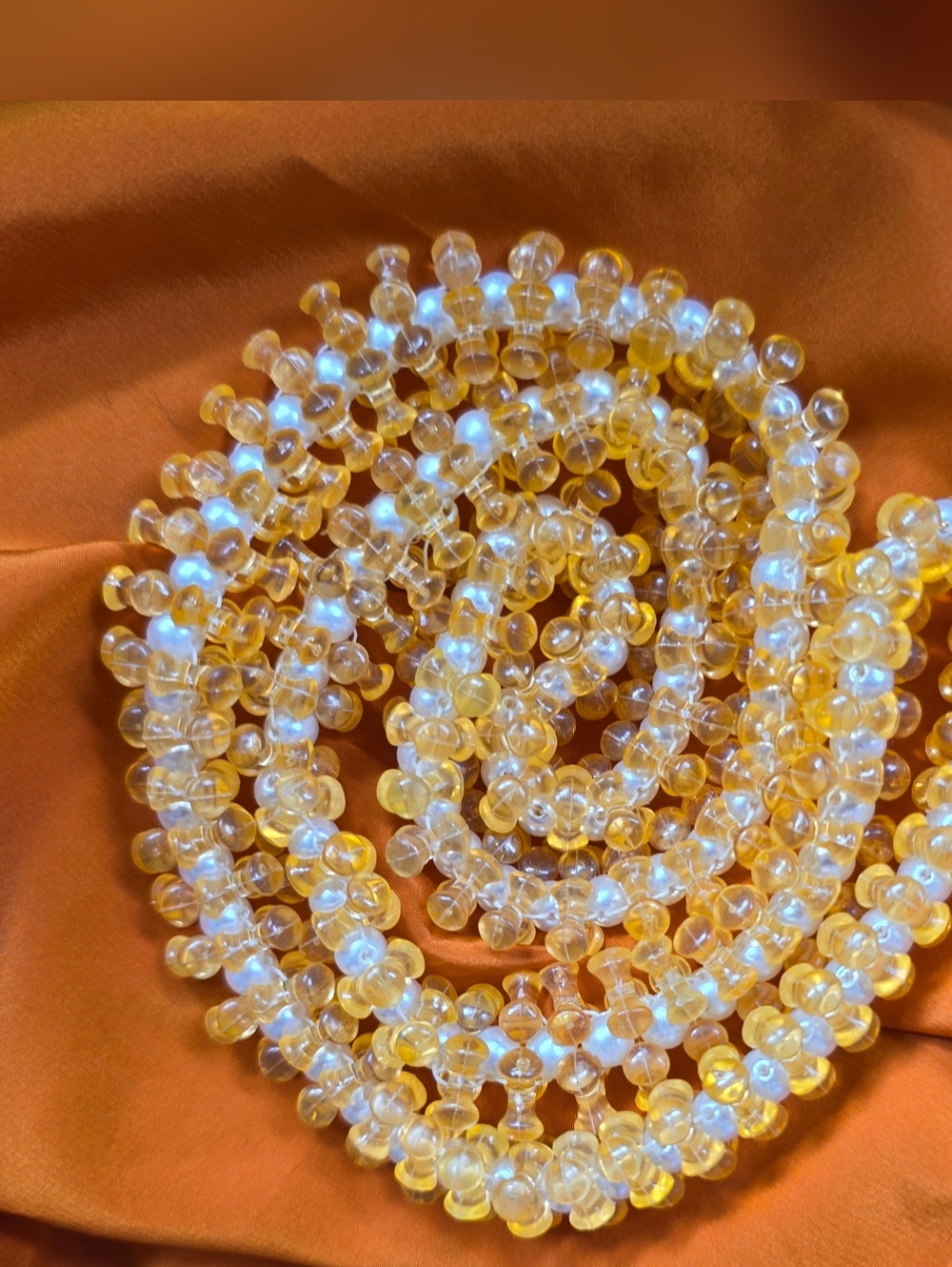 VTG Pearl Lei - Lucite Beads Handstrung Pearls 1980's Kitschy Jewelry